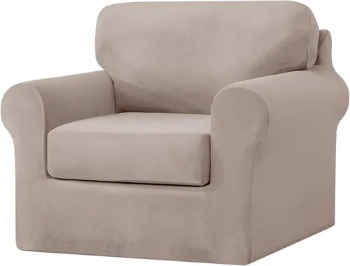 Vista 78 de UNBBRRL Fundas de sofá de 3 piezas para sofá, funda de terciopelo elástico para sillón con 1 funda de cojín de asiento y 1 funda de respaldo