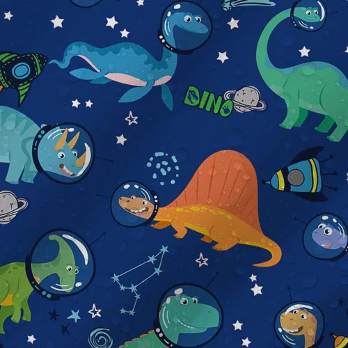 Vista 4 de MEHOFOND Cortina de ducha con diseño de dinosaurio para niños, diseño de animales divertidos de astronautas, dinosaurio, multicolor, tela