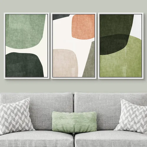 Vista 167 de SIGNWIN Lienzo enmarcado para pared, juego de arte pastel con cadena montañosa, bosque, niebla, naturaleza silvestre, ilustraciones modernas, arte