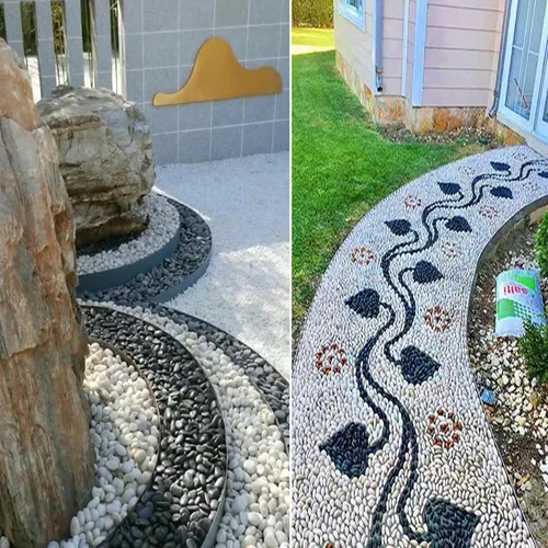 Vista 5 de Piedras de río, plantas, jardines, paisajes, suculentas, guijarros decorativos altamente pulidos en formas y tamaños de 1 a 3 pulgadas.