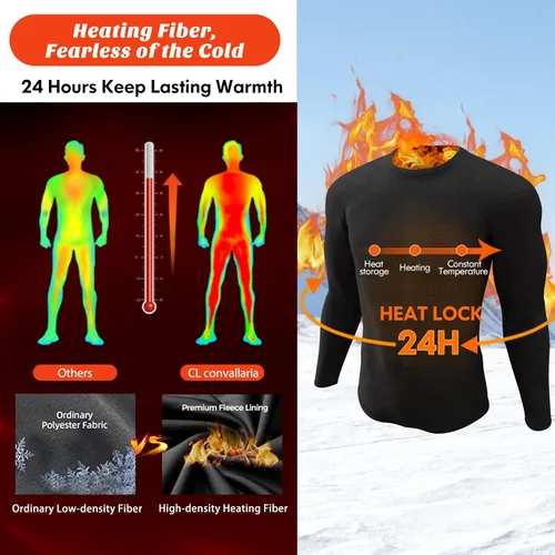 Vista 3 de CL convallaira Thermal Compression Shirts for Men, Long Johns Underwear Pant Tops and Bottoms Base Layer