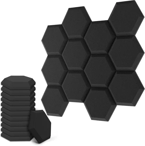 Vista 7 de TroyStudio Paneles de espuma acústica gruesa, 13.8 x 11.8 x 2 pulgadas, 12 piezas de espuma hexagonal que absorbe el sonido, azulejos acolchados