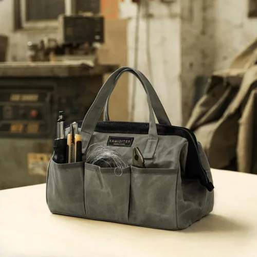 Vista 6 de Bolsa de herramientas de 13 pulgadas, bolsa de herramientas resistente al agua, bolsa de herramientas con asa para herramientas, llaves inglesas