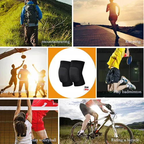 Vista 5 de Esponja antideslizante, rodilleras suaves y transpirables para hombres, mujeres, niñas y niños en negro, adecuadas para deportes como voleibol