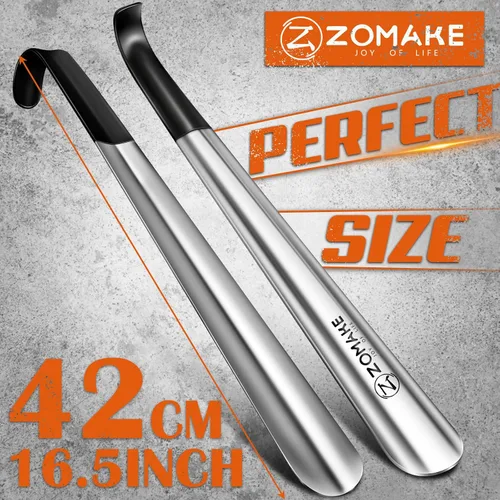 Vista 2 de ZOMAKE Calzador de Mango Largo para Personas Mayores Hombres Mujeres, Calzador Largo de Metal para Botas, Ayudador Cuchara de Zapatos de Acero