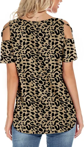 Vista 4 de NILOUFO - Blusas de verano para mujer manga corta tiras y hombros descubiertos