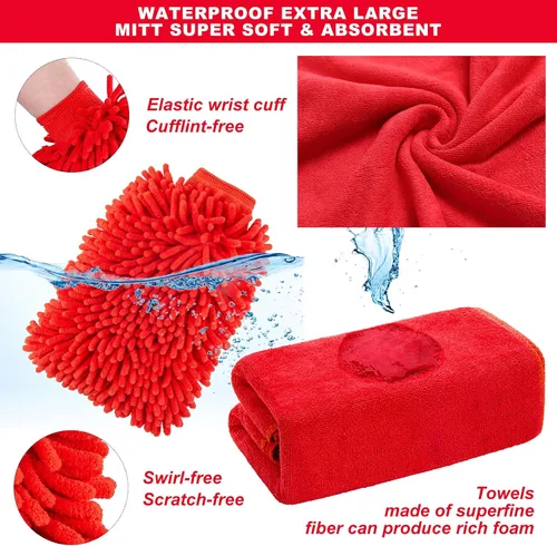 Vista 6 de 16Pcs Kit de Limpieza para Lavado de Auto con Pistola de Espuma, Cepillos de Detalle, Herramienta de Limpieza de Parabrisas, Cepillos para Llanta