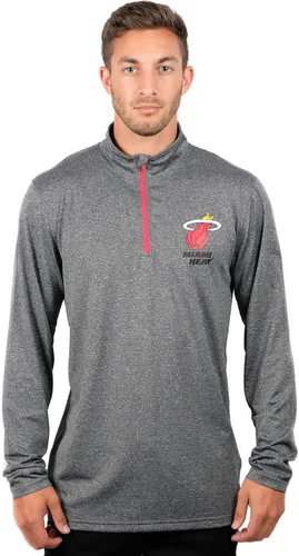 Vista 63 de Ultra Game Camiseta oficial de la NBA de manga larga con cremallera corta para hombre Gris Caliente Carbón