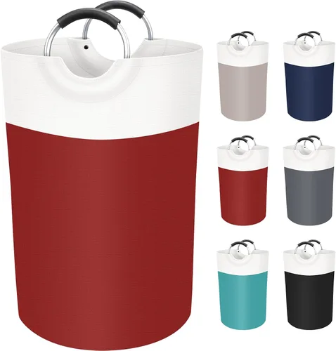 Vista 10 de BlissTotes - Canasta de lavandería de 75 litros, cesta de ropa independiente, cesta de ropa sucia plegable, tela impermeable con asas de aluminio