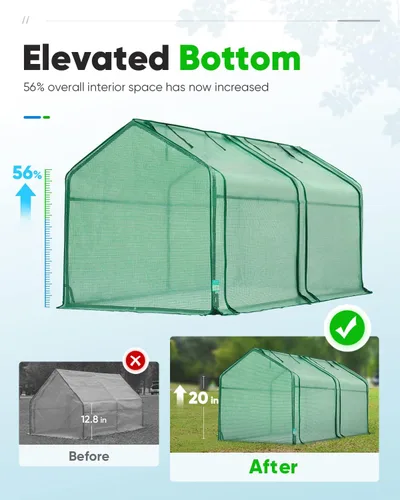Vista 4 de Quictent Mini invernadero portátil de 71 pulgadas de ancho x 36 pulgadas de profundidad x 36 pulgadas de alto, puertas grandes con cremallera, Verde