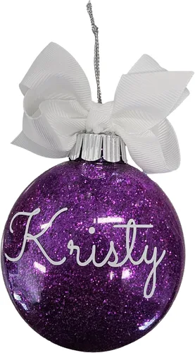 Vista 14 de Adorno de Navidad personalizado relleno de purpurina hecho a medida, regalo ideal para fiesta de intercambio de regalos de oficina (Aqua)