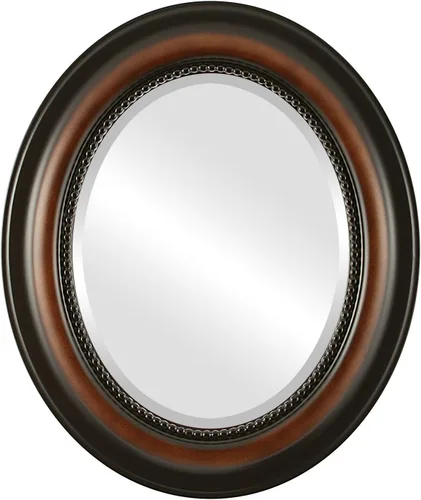 Vista 20 de OVALCREST Espejo de pared ovalado biselado para decoración del hogar, estilo patrimonial, espray plateado, dimensiones exteriores de 25 x 29 pulgadas