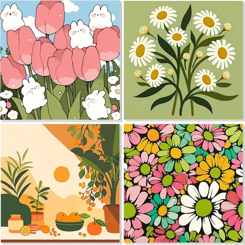 Vista 18 de EOBROMD Paquete de 4 kits de pintura enmarcada por números para niños, kits de pintura de insectos para niños de 4 a 8 a 12 años, pintura sobre