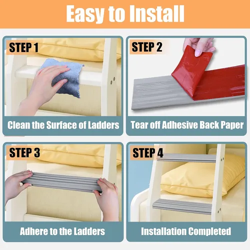 Vista 4 de Almohadillas para escalera de litera, protectores de esquina suaves de PVC con adhesivo fuerte, cubierta de escalera para litera para escaleras