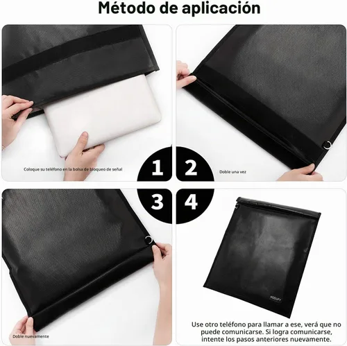 Vista 4 de Bolsa Faraday para Portátiles y Tabletas y Llaves de Coche - Paquete de 3 Jaulas Faraday, Protector de Llavero Faraday, Bolsa RFID Ignífuga e