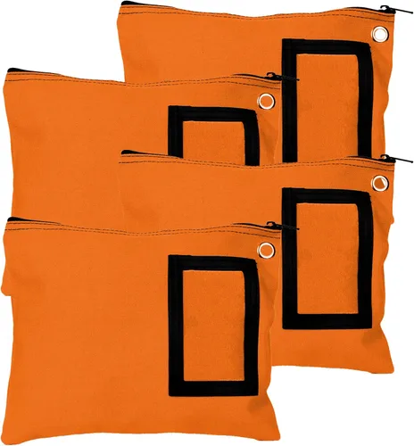 Vista 3 de BankSupplies Bolsas de lona con cremallera de 12 pulgadas de ancho x 9 pulgadas de alto, juego de 4 bolsas de almacenamiento grandes con ojales