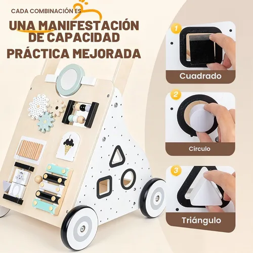 Vista 5 de RedSwing Andador de madera para bebés, blanco Montessori - Andador para niños pequeños, juguete de aprendizaje antivuelco, regalo perfecto de primer