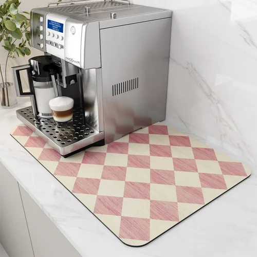 Vista 33 de AMOAMI Tapete de café absorbente con parte trasera de goma para secar platos para encimera de cocina, accesorios de bar para debajo de la cafetera