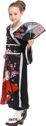 Vista 3 de IKALI Disfraz tradicional japonés de Yukata para niñas, disfraz de cosplay