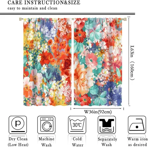 Vista 229 de Cortinas opacas con estampado de flores de cachemira, estampado de cachemira sobre fondo blanco, para decoración del hogar, cocina, restaurante