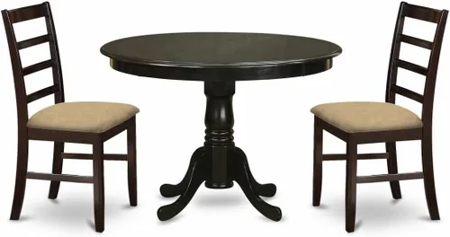 Vista 16 de East West Furniture HLAN3-BCH-C - Juego de mesa de comedor, 3 piezas
