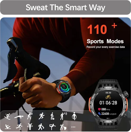 Vista 2 de Military Smart Watch for Men 1.46" Outdoor Tactical Sports Smartwatch with Answer/Make Call,Fitness Watch,Blood Oxygen,Heart Rate and Sleep Monitor