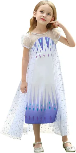 Vista 7 de Disfraz de princesa blanco para niñas pequeñas, disfraz de Halloween y cosplay