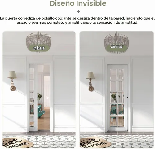 Vista 4 de EaseLife Kit de herrajes para puerta corrediza de 4 pies/48 pulgadas, grado comercial, kit de riel de caja de aluminio, se desliza suavemente