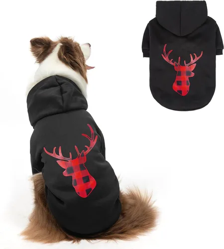 Vista 32 de SCENEREAL Sudaderas con capucha de seguridad para perros de tamaño pequeño, mediano y grande, ropa de felpa cepillada con gorro, abrigo de algodón
