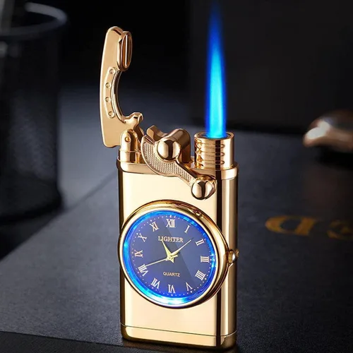 Vista 10 de Creative Dial - Encendedor inflable con brazo oscilante, 2024 con reloj eléctrico, 2 en 1, resistente al viento, portátil, ajustable, recargable