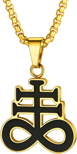 Vista 7 de PROSTEEL Inverted Cross/Leviathan Cross Pendant Necklace for Men Women Negro