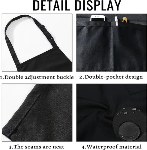 Vista 3 de Delantales personalizados para hombres y mujeres, delantal personalizado con tu logotipo de texto, cocina, arte de uñas, delantales de peluquería