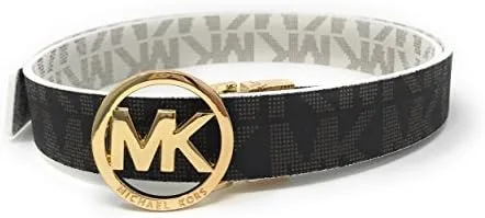 Vista 2 de Michael Kors Cinturón reversible para mujer blancomarrón con hebilla dorada BlancoMarrón
