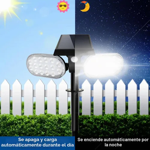 Vista 7 de Luces solares de movimiento al aire libre, reflector solar, modo de sensor de movimiento, luces de seguridad del atardecer al amanecer, focos