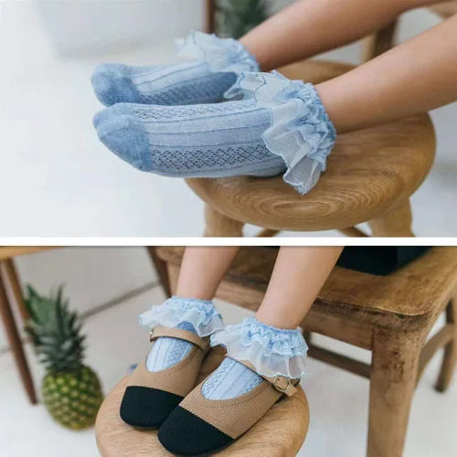 Vista 6 de Juebm Infant Baby Girls Ruffle Socks Toddler Dress socks,Pack of 356 Baby Frilly Lace Ankle Socks