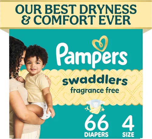 Vista 26 de Pampers Pañales Swaddlers, talla 4 (15-34 libras), 150 unidades, sin fragancia, hipoalergénicos, absorbentes, recomendados por pediatras, seguros
