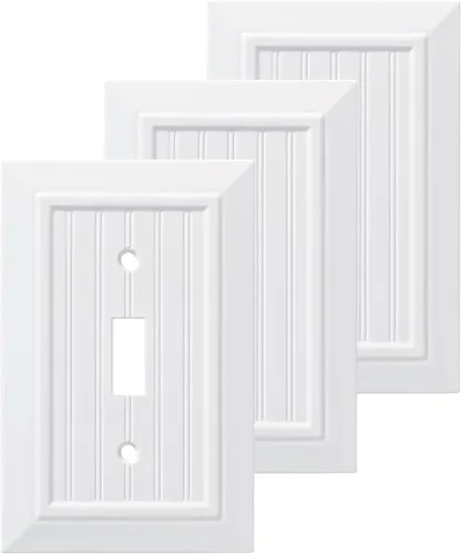Vista 13 de Franklin Brass Beadboard Clásico (Paquete de 1) Cubierta Decorativa para Interruptor de Luz Blanco Puro Placa de Pared de 2 Posiciones