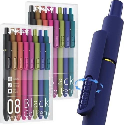 Vista 17 de 16 bolígrafos de gel negros - 0.7mm de punta media, bolígrafos de tinta negra Escritura suave - Bolígrafo retráctil de secado rápido para hombres