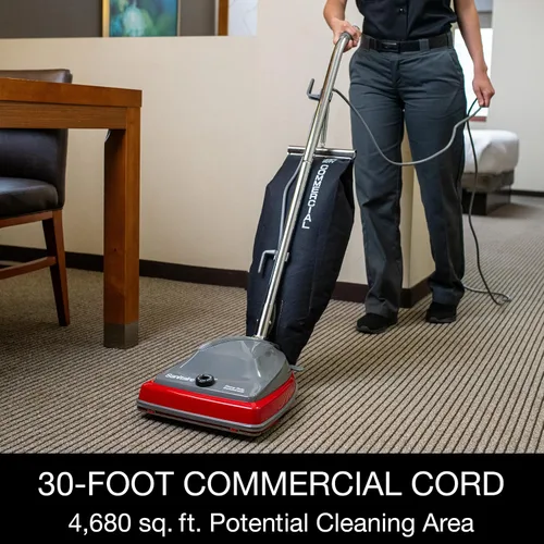 Vista 11 de Sanitaire SC679K Tradition, aspiradora vertical comercial con bolsa, color rojo