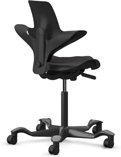 Vista 9 de HAG Capisco Puls - Silla de escritorio ajustable para sentarse a pie, marco negro, cojín parcial negro