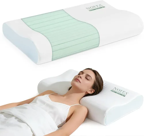 Vista 9 de Almohada cervical para el cuello, almohada de espuma de memoria de contorno Blanco