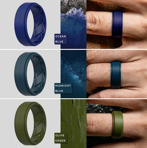 Vista 5 de Saco Band Silicone Ring Wedding Band for Men - 8mm Width 2.3mm Thick