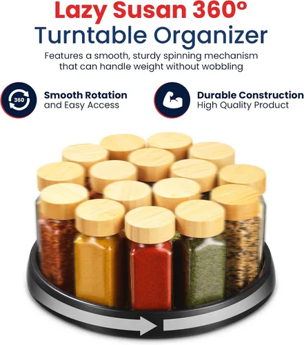 Vista 2 de Oizeir Lazy Susan de 10 pulgadas (juego de 4) – Plataforma giratoria antideslizante para gabinete para maximizar el almacenamiento y simplificar