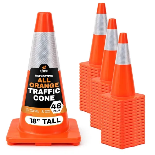 Vista 18 de Xpose Safety Conos de tráfico naranjas de 12 pulgadas con collar de 4 pulgadas, paquete de 4 conos de seguridad de plástico PVC multiusos