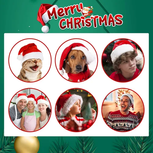 Vista 6 de Paquete de 4 sombreros de Papá Noel para adultos cómodo sombrero de Navidad para niños accesorio de disfraz de Navidad fiesta de disfraces y eventos