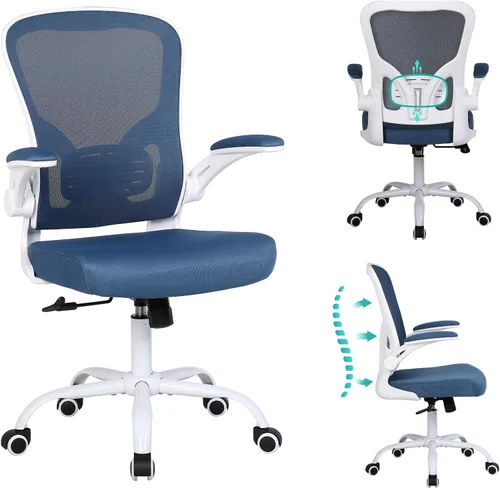 Vista 17 de Flysky Silla de oficina de malla, sillas ergonómicas de escritorio para computadora para oficina en casa, con reposabrazos abatibles