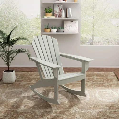 Vista 56 de WO Home Furniture Silla Mecedora de Patio Moderna para Exteriores HDPE Resistente a UV y Clima (Negro)