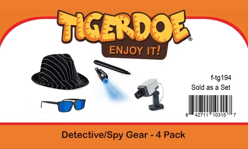 Vista 3 de Disfraz de detective, equipo espía para niños, disfraz, accesorios de disfraz de espía (4 piezas)