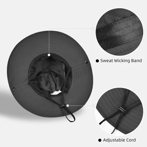 Vista 57 de Rosoz Sombreros de cola de caballo para mujer, protección UV, ala ancha 1 paquete-negro