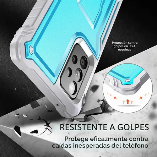 Vista 5 de FITO Funda para Samsung A52 con protector de pantalla integrado, doble capa a prueba de golpes resistente con función atril compatible con teléfono